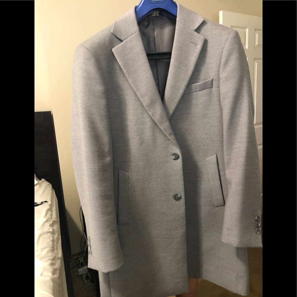 Light Grey Mens Trench Coat 3/4